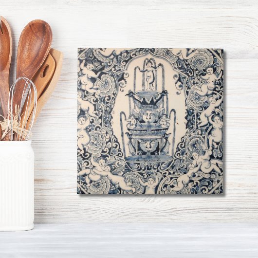 レプロデルフトタイルエンジェルズファウンテンピクチュレスシーン タイル