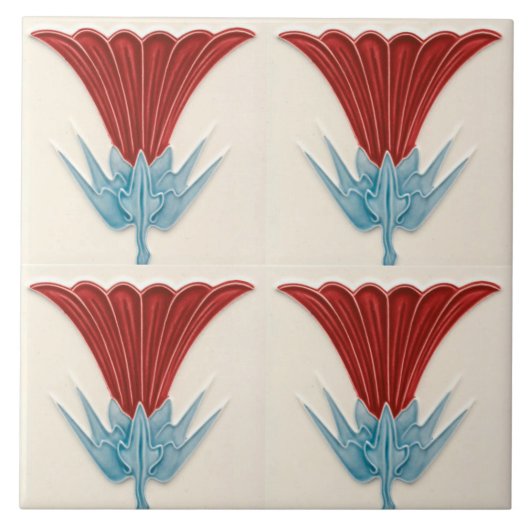 レプロドイツアールヌーボージュゲンドスティルフラワータイル タイル (正面)