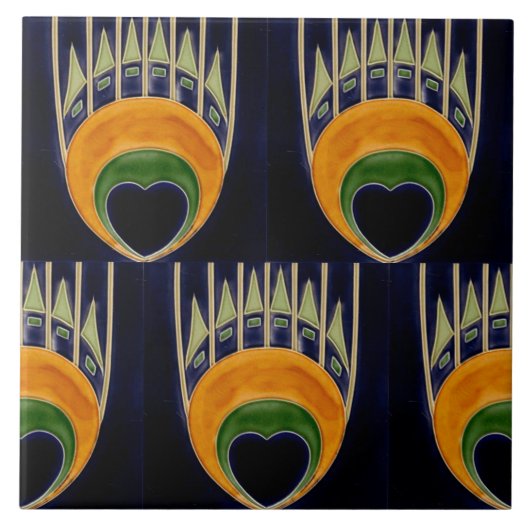 レプロドイツアールヌーボージュゲンドスティルフリーズ縁ど タイル (正面)