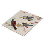 レプロビクトリアンの鳥と花の手彩色 タイル (側面)