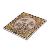 レプロビクトリアン金ゴールド小麦コーンフラワーブルーフローラ タイル (側面)