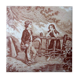 レプロビクトリアン1880セピア瓦「狩り」 タイル