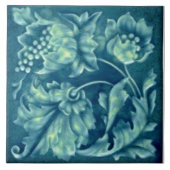 レプロフェイクレリーフ、 浮き彫りピーコックアクアマジョリカフローラ タイル (正面)