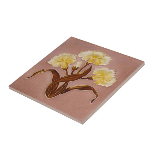 レプロメキンアールヌーボーピンクスカーネーションフローラ タイル (側面)