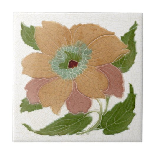 レプロレア&ボルトンアンティークアールヌーボーフローラ タイル (正面)