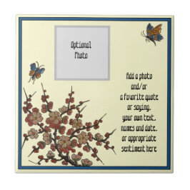 レプロロングウェイフランスのさくらんぼの花の蝶々 タイル