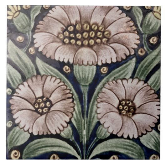 レプロヴィンテージホワイトローズフローラデモーガンタイル タイル (正面)