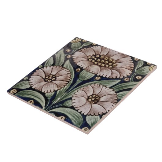 レプロヴィンテージホワイトローズフローラデモーガンタイル タイル (側面)