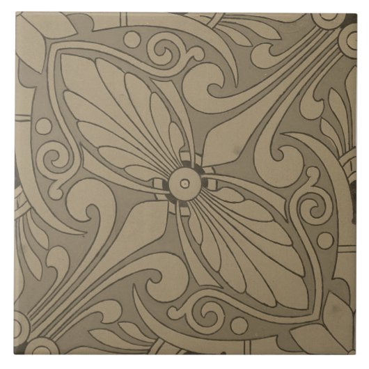 レプロヴィンテージ幾何学古代ギリシャの灰色タイル タイル (正面)