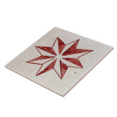 レプロ幾何スペインのアズレホスフローラ赤 タイル (側面)