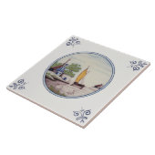 レプロ風光明媚なデルフトポリクロムセーリングボートハウス タイル (側面)