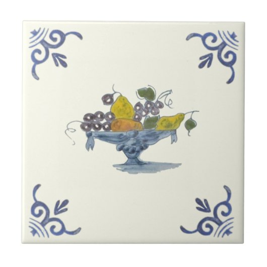 レプロ17世紀デルフトフルーツボウル タイル (正面)