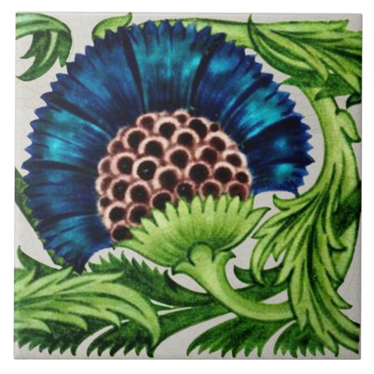 レプロ·アンティーク·デ·モルガン·ブルー·フローラ1組 タイル (正面)