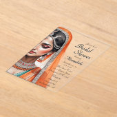 レヘンガチョリの民族衣装を着た花嫁　インドの伝統的な結婚前パーティー アクリル招待状 (レイダウン)