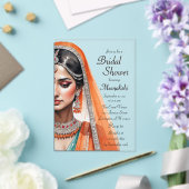 レヘンガチョリの民族衣装を着た花嫁　インドの伝統的な結婚前パーティー アクリル招待状 (インサイチュ (ウェディング))