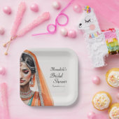 レヘンガチョリの民族衣装を着た花嫁　インドの伝統的な結婚前パーティー ペーパープレート (パーティー)