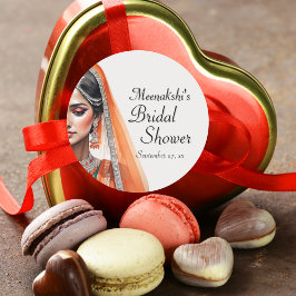 レヘンガチョリの民族衣装を着た花嫁　インドの伝統的な結婚前パーティー ラウンドシール