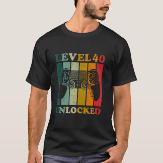 レベおもしろいル40ロック解除ギフトメンズデイゲーマー40th B Tシャツ