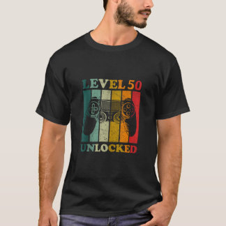 レベおもしろいル50ロック解除ギフトメンズデイゲーマー50th B Tシャツ