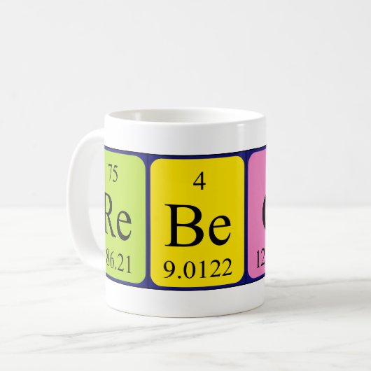 レベッカの周期表の名前のマグ コーヒーマグカップ (正面左)