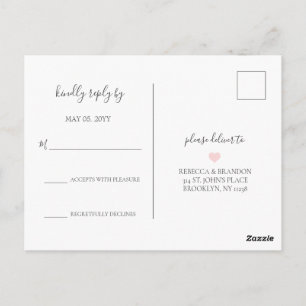 レベッカシンプル書道エレガント結婚式RSVP ポストカード
