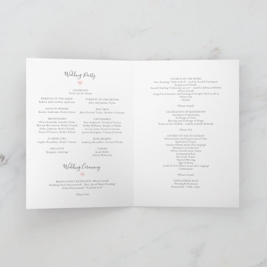 レベッカ全量折り畳みカトリック結婚式 プログラム (内部)