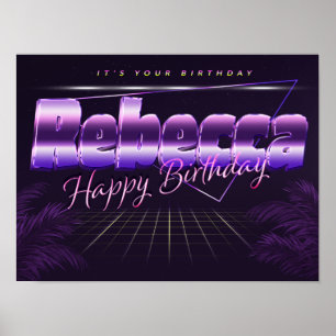 レベッカ名Vorname lila retroポスターGeburtstag ポスター