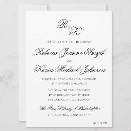 レベッカ – クラシック結婚式招待状 招待状 (正面)