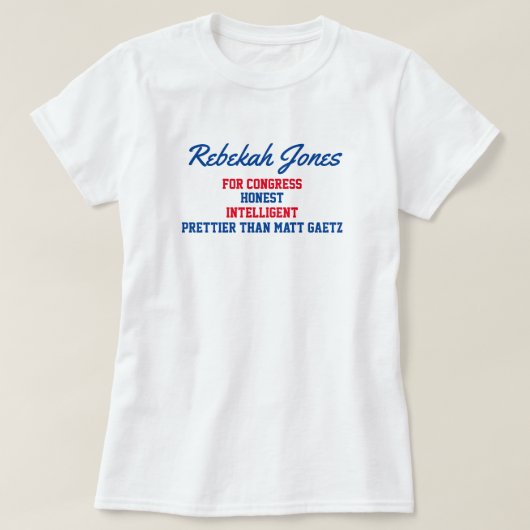 レベッカ・ジョーンズが議会に Tシャツ (デザイン正面)