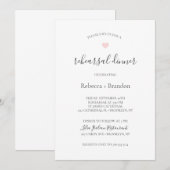 レベッカ ピンク ハート カリグラフィー リハーサル ディナー 招待状 (正面/裏面)