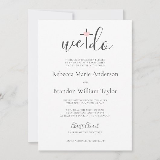 レベッカChristian Cross & ハートWe Do 結婚's 招待状 (正面)