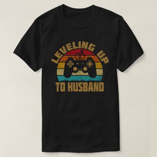 レベリングを夫の新郎に合わせるビデオゲーム Tシャツ (デザイン正面)