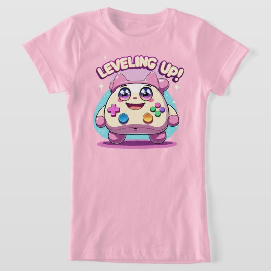 レベリング！可愛いゲームコントローラかわいいT型 Tシャツ (レイダウン)