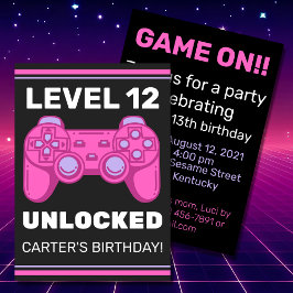 レベルのロック解除されたキッドの誕生日パーソナライズされた招待 招待状
