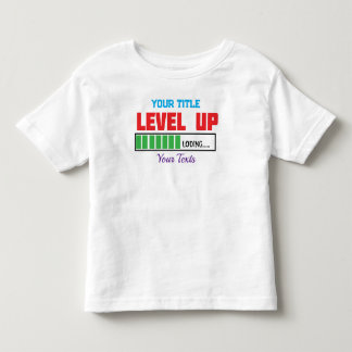 レベルアップのテキストと緑色の進行状況バー トドラーTシャツ