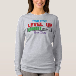 レベルアップのテキストと緑色の進行状況バー Tシャツ