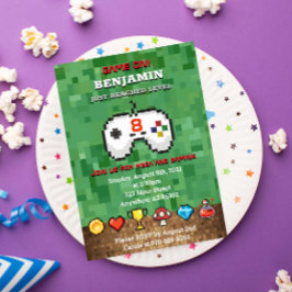 レベルアップアーケードゲーム誕生日パーティーの招待 招待状