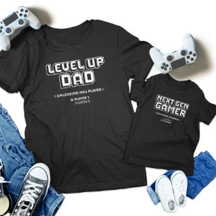 レベルアップゲーマーパパ子Next Genプレーヤーマッチング ベビーTシャツ