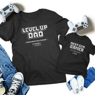 レベルアップゲーマーパパ子Next Genプレーヤーマッチング Tシャツ