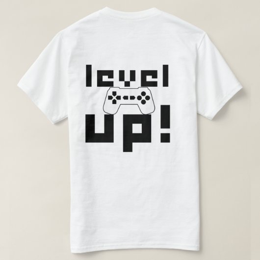 レベルアップゲームコントローラデザイン Tシャツ (デザイン裏面)