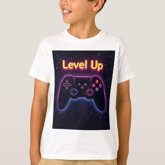 レベルアップネオンゲーマーコントローラー – レトロピクセルアートT Tシャツ