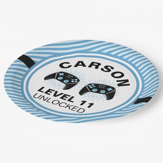 レベルアップパーソナライズされたゲーマーパーティー誕生日 ペーパープレート (アングル)