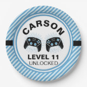 レベルアップパーソナライズされたゲーマーパーティー誕生日 ペーパープレート (正面)