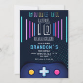 レベルアップビデオゲームコントローラ任意の年の誕生日 招待状 (正面)