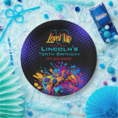 レベルアップビデオゲームコントローラ誕生日 ペーパープレート (パーティー)