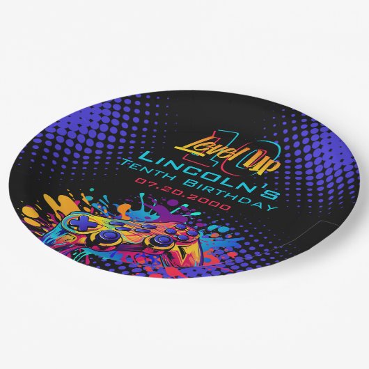 レベルアップビデオゲームコントローラ誕生日 ペーパープレート (アングル)