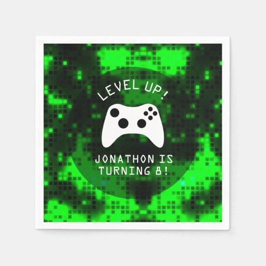 レベルアップビデオゲームトラック誕生日パーティー スタンダードカクテルナプキン (正面)