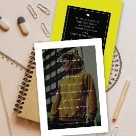 レベルアップミニマルタイポグラフィ写真卒業 案内状