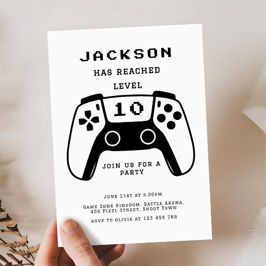 レベルアップモダンゲーマーボーイズ誕生日パーティー 招待状