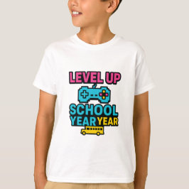 レベルアップ学年 ゲーマー スクールバス 新学期 Tシャツ
